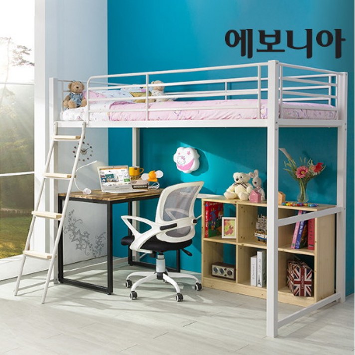 [베스트 벙커침대] 에보니아 토리노 철재 벙커침대 기본형 매트선택 이층침대, -매트제외_화이트