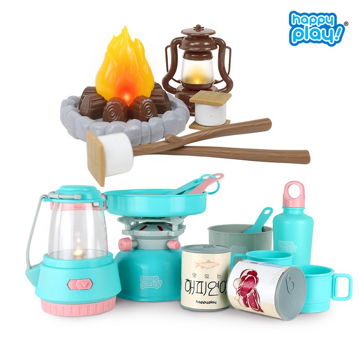  [1+1] 유아 야외 장난감 추천 꿈꾸는 모닥불 세트와 리얼 캠핑 놀이 민트 25pcs, 꿈꾸는 모닥불세트+리얼 캠핑놀이 민트, 혼합색상 