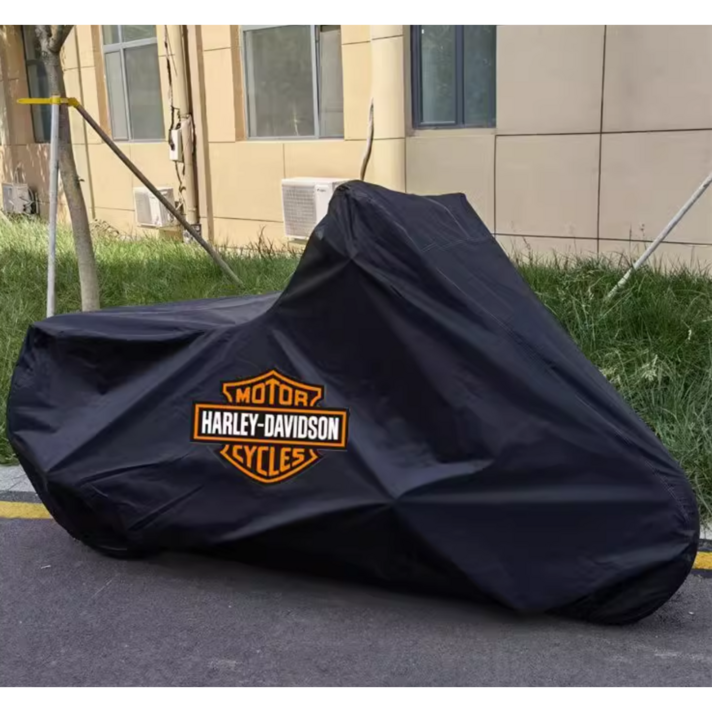 할리 바이크 커버 방수 방진 덮개 오토바이 천막 커스텀, 블랙오렌지 로고