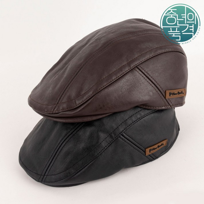 [중년의품격]고급 가죽 피에르가르뎅 패치 헌팅캡 77