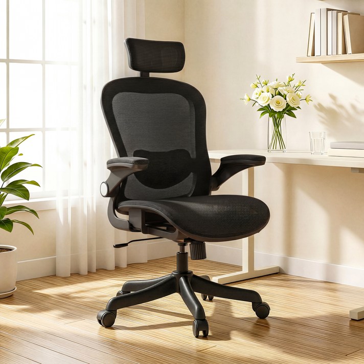 키루에 의자 컴퓨터의자 책상의자 사무용의자 학생 사무실의자 공부의자 사무실 회의실 독서실 사무용 컴퓨터 의자 푹신한 메쉬 의자, 블랙