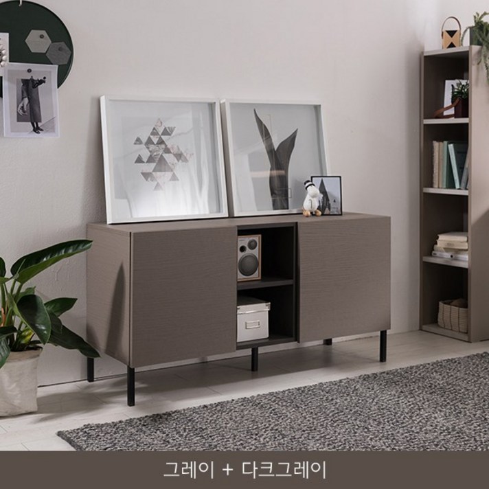 리바트 무드 모던 1200 높은거실장 4색택1, 그레이+다크그레이