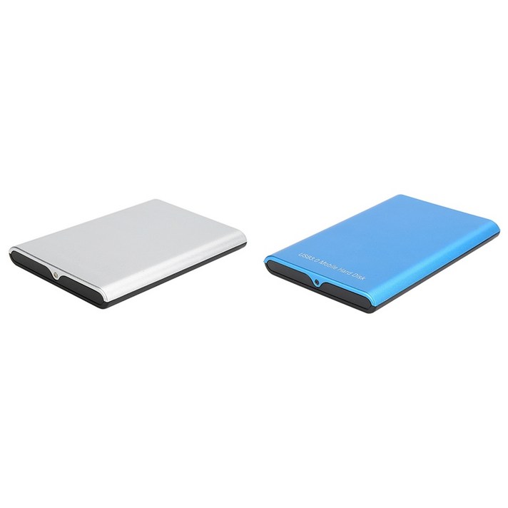 2 PCS 1TB 외장 하드 드라이브 USB 3.0 2.5 휴대용 울트라 얇은 알루미늄 합금 금속 모바일 하드 디스크 블루 & 실버, 하나