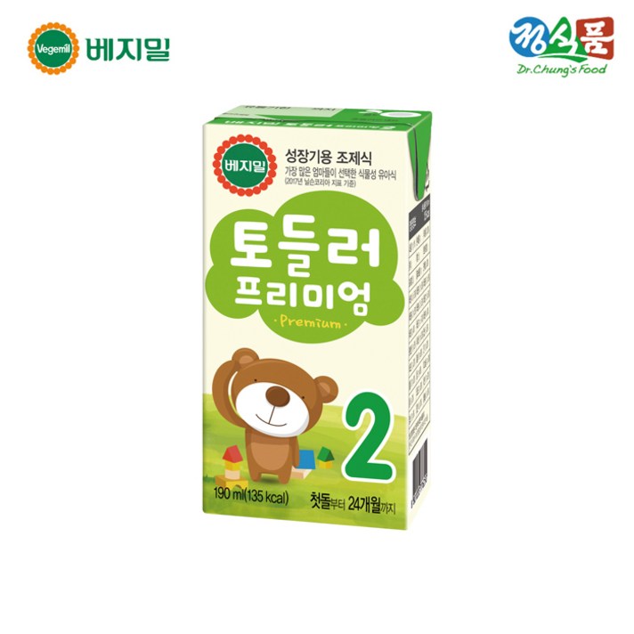  베지밀 프리미엄 토들러2 두유 190ml, 원액두유, 32개 