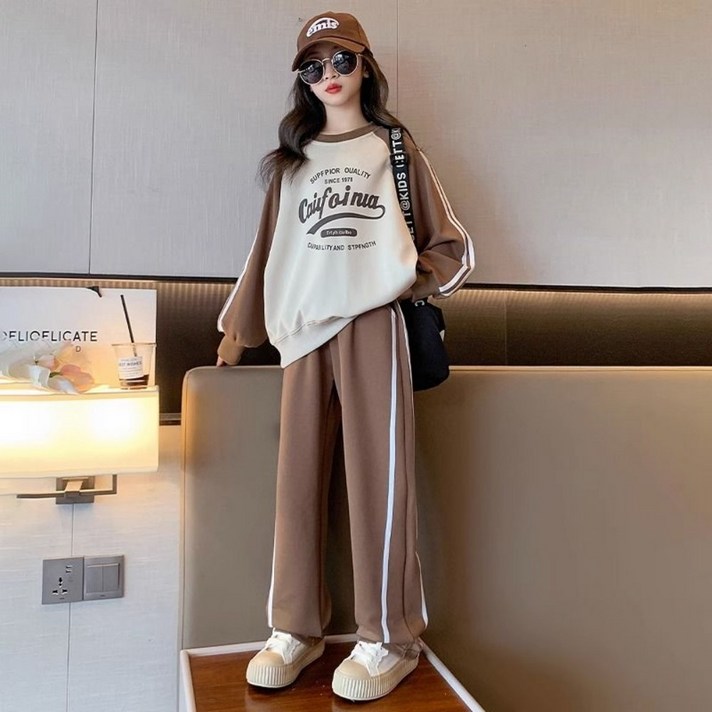 여아 초등생 라운드넥 운동복 가을 겨울 트레이닝 투피스