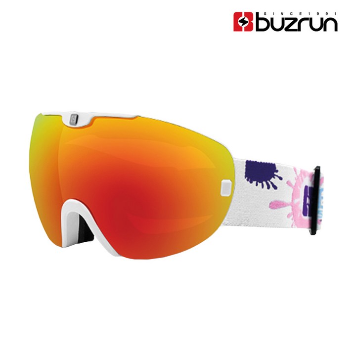 버즈런 스키 스노우 성인용 고글 BZ-36500, 화이트레드