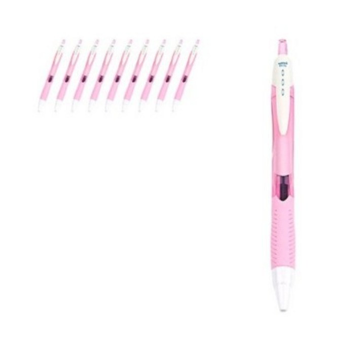 제트스트림 컬러 바디 유성 볼펜 0.5mm, 잉크(블랙), 바디(라이트핑크), 10개