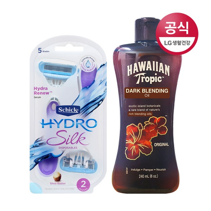 쉬크 하와이안 트로픽 다크블렌딩오일 240ml+하이드로 실크휴대용 제모기(2입), 단품