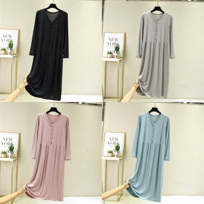 [코지데이] 코튼 5버튼 홈웨어원피스