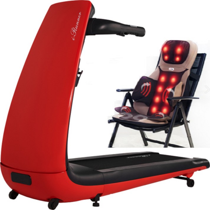 아이러너 런닝머신 p100 +전신마사지기 (I RUNNER_ All New 2021 Treadmill+Massager)+층간소음방지매트 증정, 레드(RED)