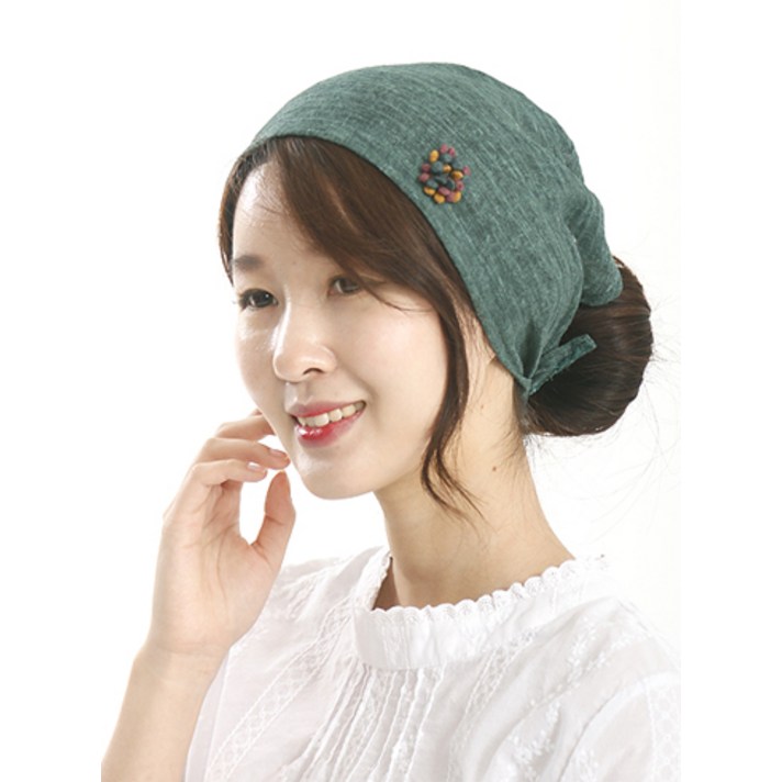 H006 꽃술 삼각두건 비니 헤어두건