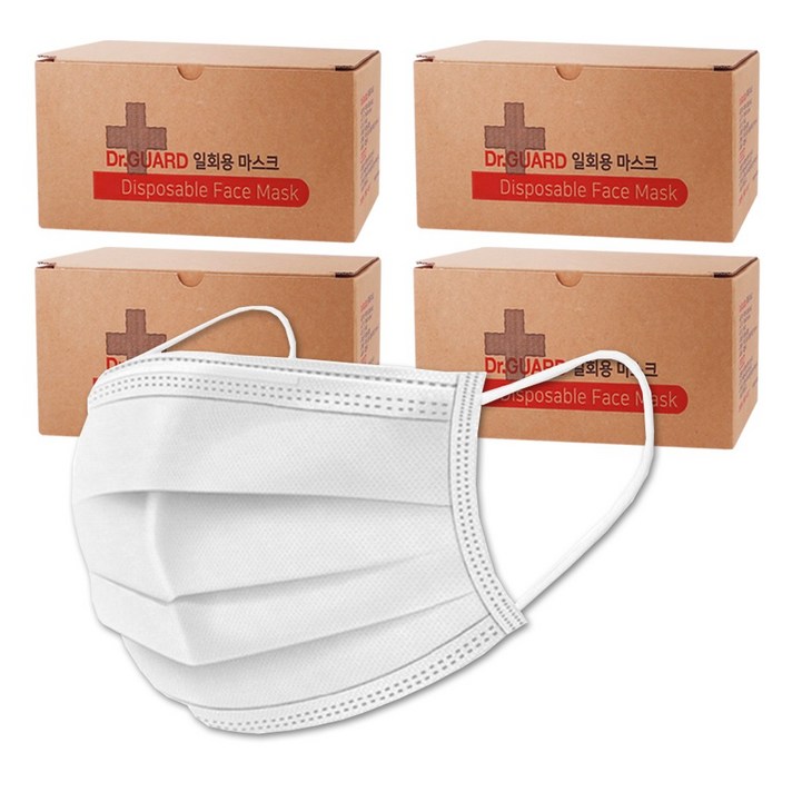 닥터가드 국내생산 3중 MB 필터 일회용 마스크 화이트, 200매
