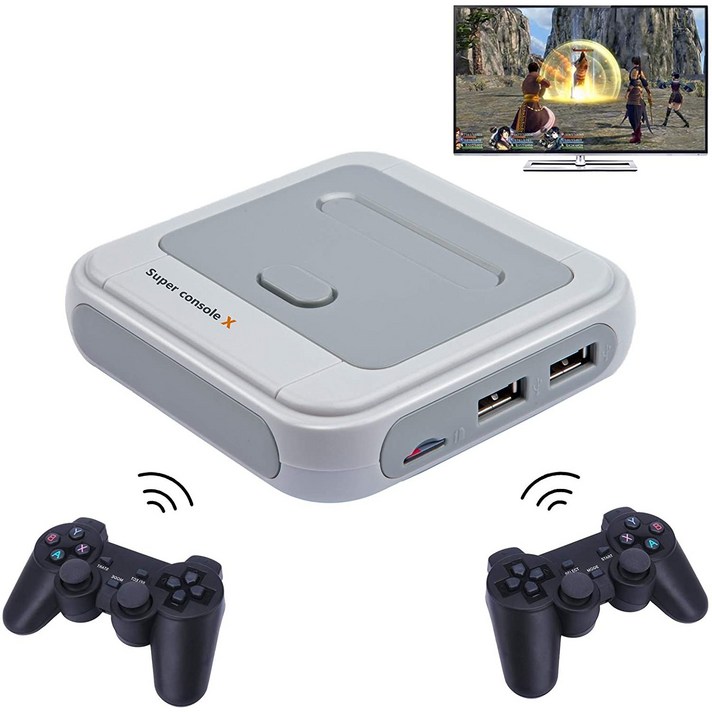 슈퍼콘솔x super console x pro256기가 WiFi HDMI 출력 슈퍼 콘솔 X 50 + 에뮬레이터 50000 + 게임 PS1/N64/DC 용 레트로 미니 TV, 256기가 기본패드2개