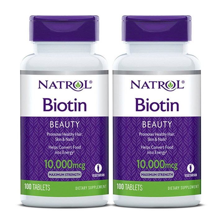나트롤 비오틴 뷰티 10000mcg 타블렛, 100개입, 2개