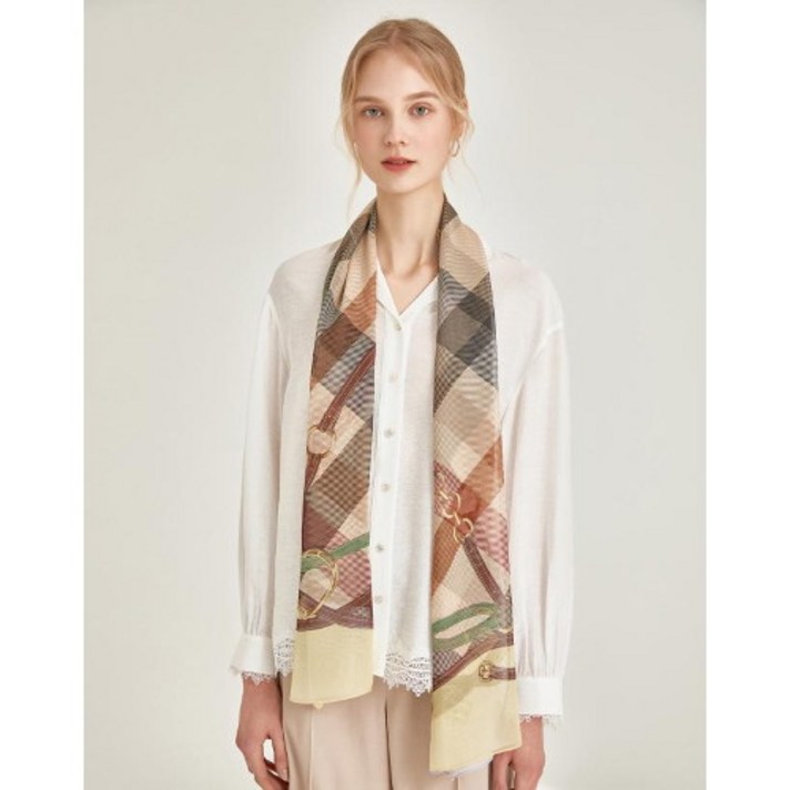 닥스 여성용 프린트배색 실크 스카프 DLSC1B307Y2