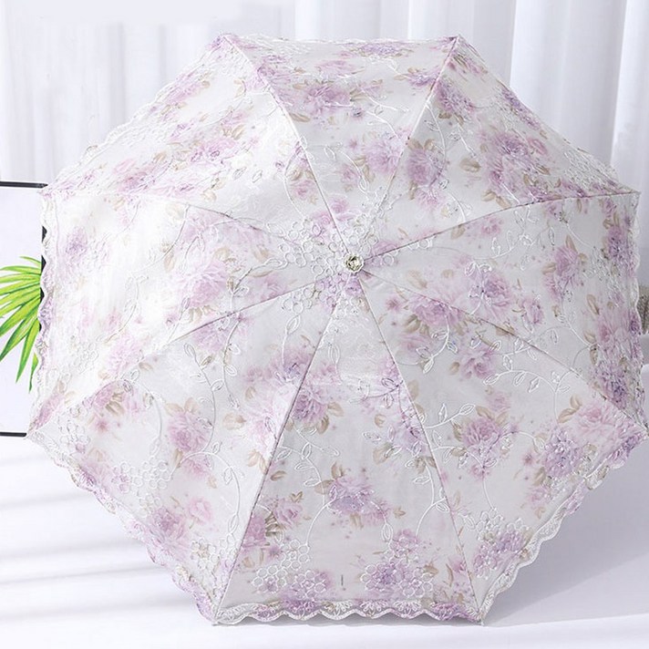 [윈플라잉] UV차단 꽃무늬 레이스 장미 로즈 자외선차단 접이식 양산