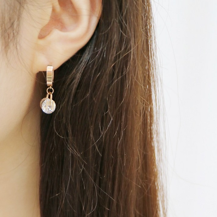 써지컬스틸 H크리스탈 원터치귀걸이