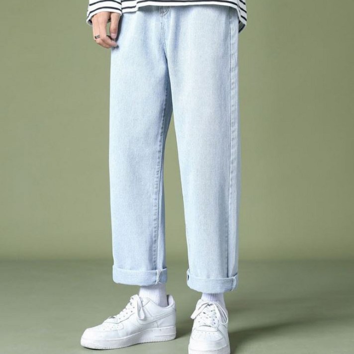 아이에스이랩 남자 일자핏 와이드 스트레이트 워싱 9부 s219 청바지 데님 팬츠 I5PC010