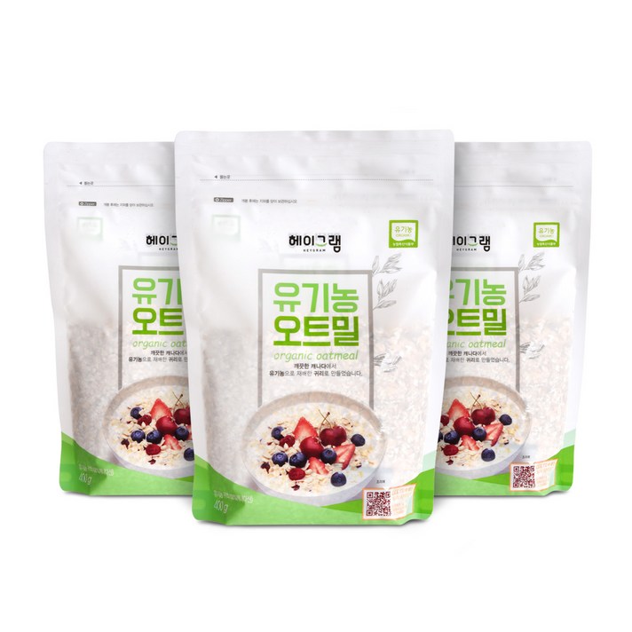 [두보식품] 유기농 오트밀 400g 3봉, 1세트
