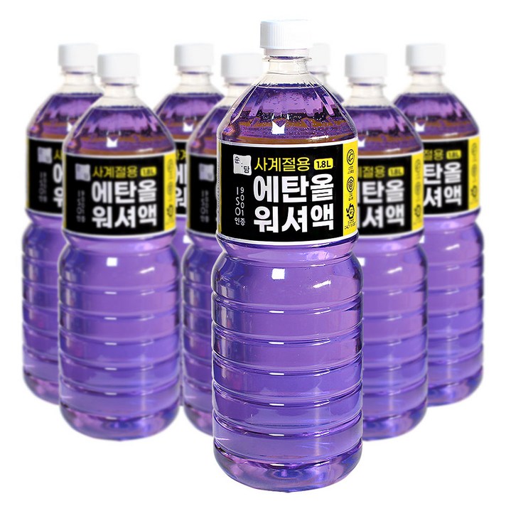  에탄올 사계절용 워셔액 1.8L 8개 순담 에탄올 워셔액 