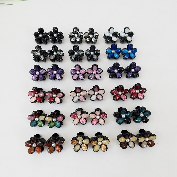 (2개1세트) 빈티지 앤티크 펄 호마이카 싱글 플로랄 포인트 미니 집게핀