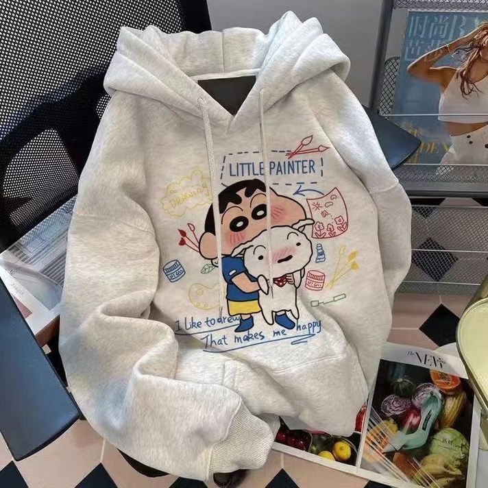 짱구 봄 가을 남여공용 빅사이즈 후드티셔츠