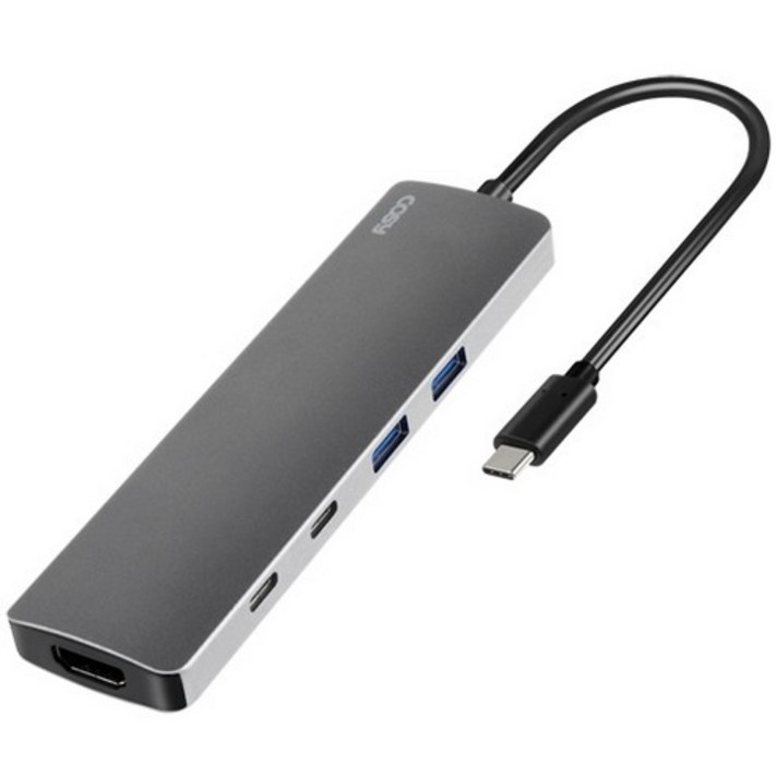 코시 HDMI PD USB 3.0 카드리더 타입C 멀티 USB 허브 DS3460CHU, 그레이