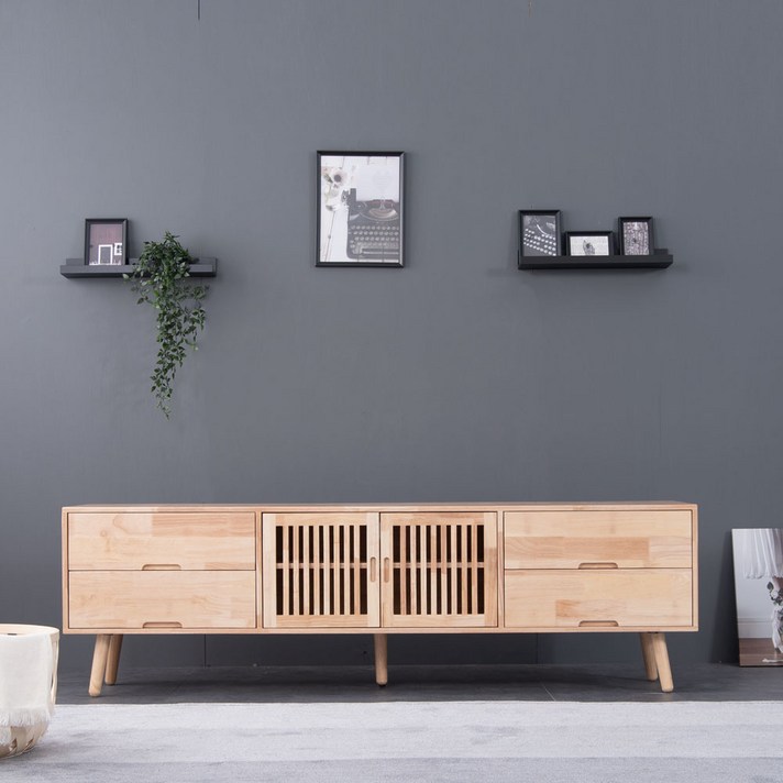 브라솔 로이 원목 서랍형 티비다이 높은 2000 TV거실장, 내추럴