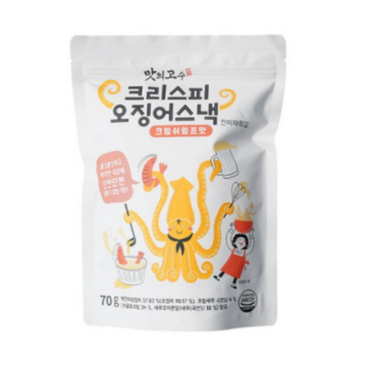 맛의고수 크리스피 오징어 스낵 크림쉬림프맛, 70g, 3개