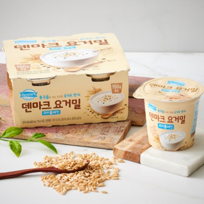 덴마크 떠먹는 요거밀 150g 5종 12개 / 귀리플레인 / 단호박 / 자색고구마 / 씨드 / 딸기샐러드, 01. 요거밀 귀리플레인 150g 12개(4입x3개)