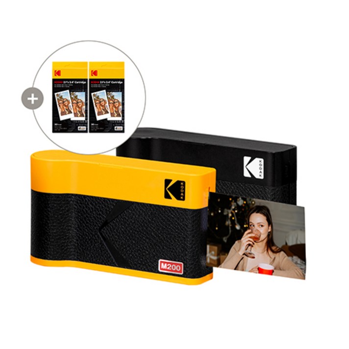 [신제품] 코닥 미니 2 ERA 포토프린터 사진인화기+카트리지 68매 번들, 옐로우