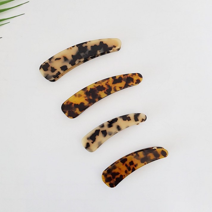 프랑스핀 호피 마블 롱 라운드 반머리 올림머리 자동 바나나핀