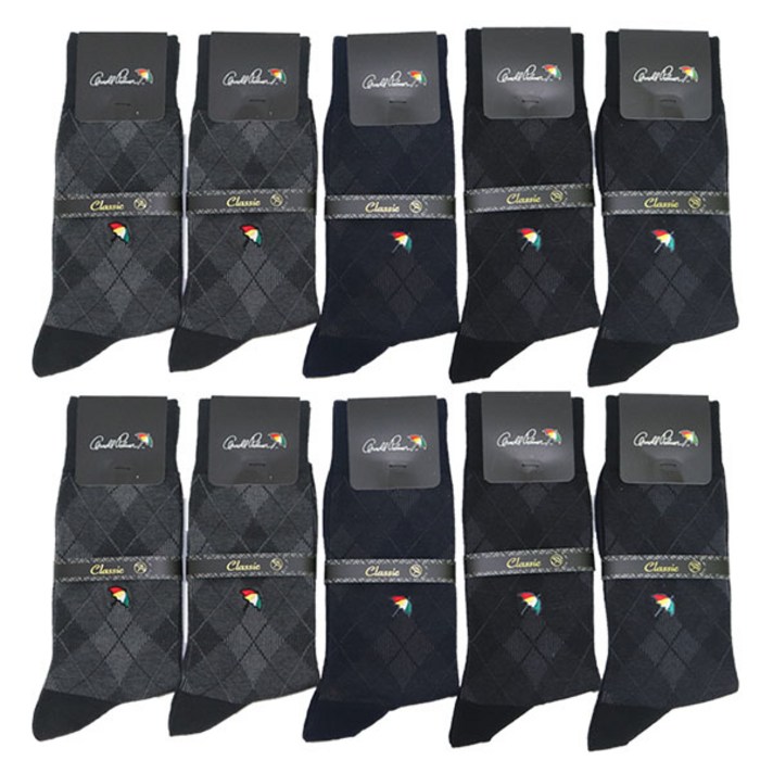 아놀드파마 AP5221 남자 사계절 정장 장목 양말 10켤레