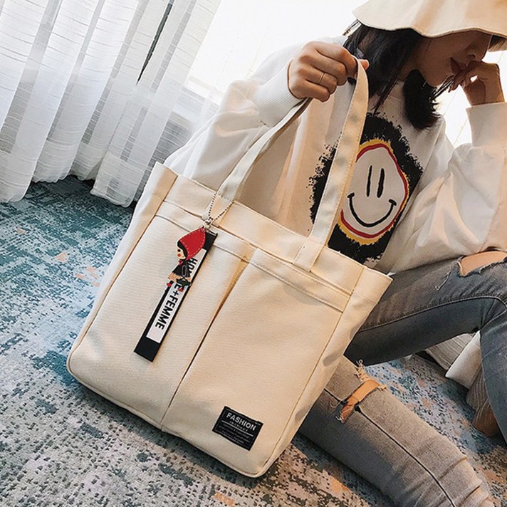  Irooda 더블포켓 캔버스 숄더 에코백 