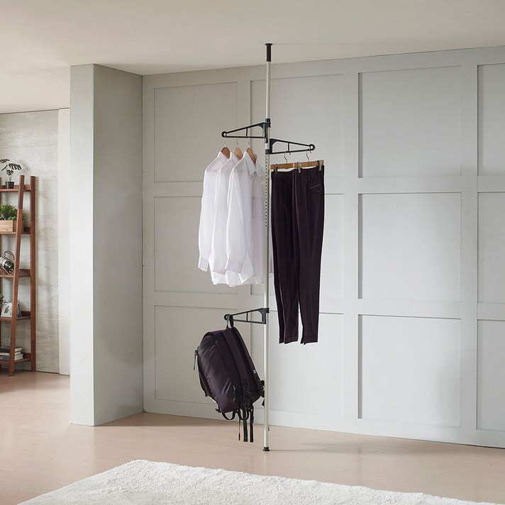  넘버원행거 실속형 고정식 폴행거, 25mm 1단행거_블랙&화이트 