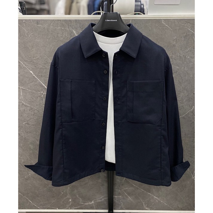 리버클래시 25SS 다크네이비 린넨 혼방 멀티 포켓 오버핏 셋업 셔츠 자켓 LLS32551DG