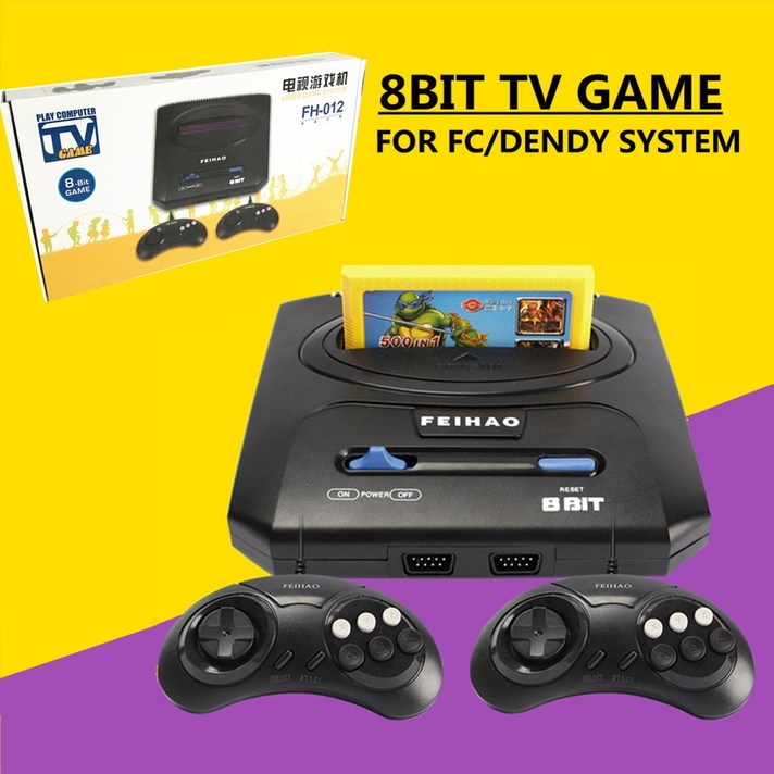 가정용게임기 Retro TV Video Game Console For 8bit FC/ Dendy Games with Two Gamepads FEI HAO FC Compact FH-012 support yellow game cartridge, NO Games, One Size