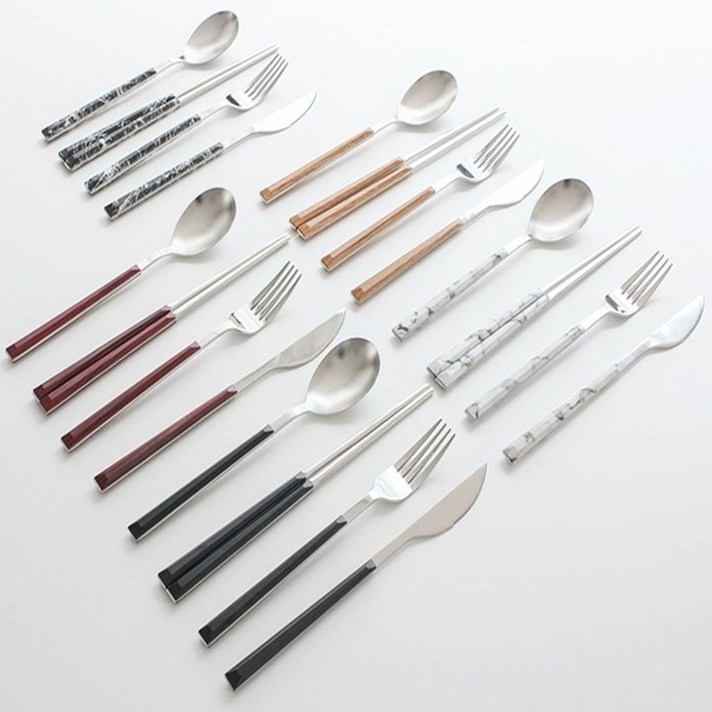 메나르 MENARE 델보브 커트러리 숟가락 젓가락 포크 나이프 택1, 블랙, 1개