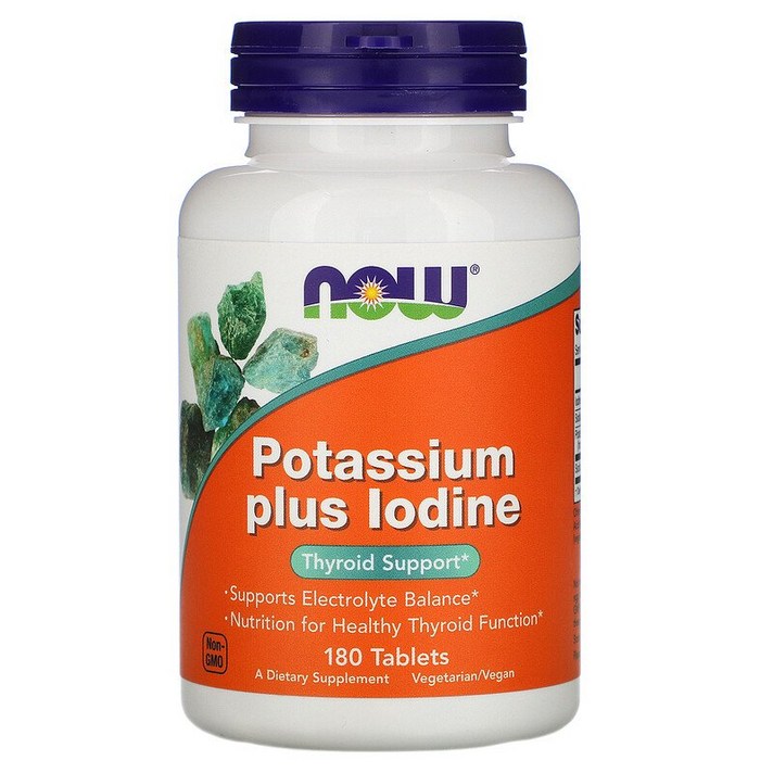 나우푸드 Now Foods Potassium Plus Iodine 칼륨 플러스 요오드 타블렛 180개입, 3개