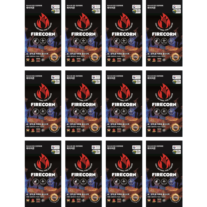 천연착화제 파이어콘120gx12개 불멍 바베큐  장작숯 고체연료