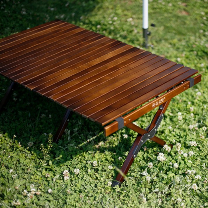 알래스카블랙 캠핑 우드 롤 테이블