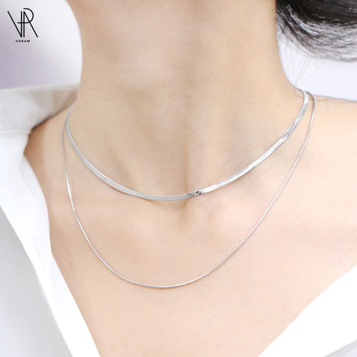  VARAM 써지컬스틸 뱀줄 스네이크 레이어드 목걸이 