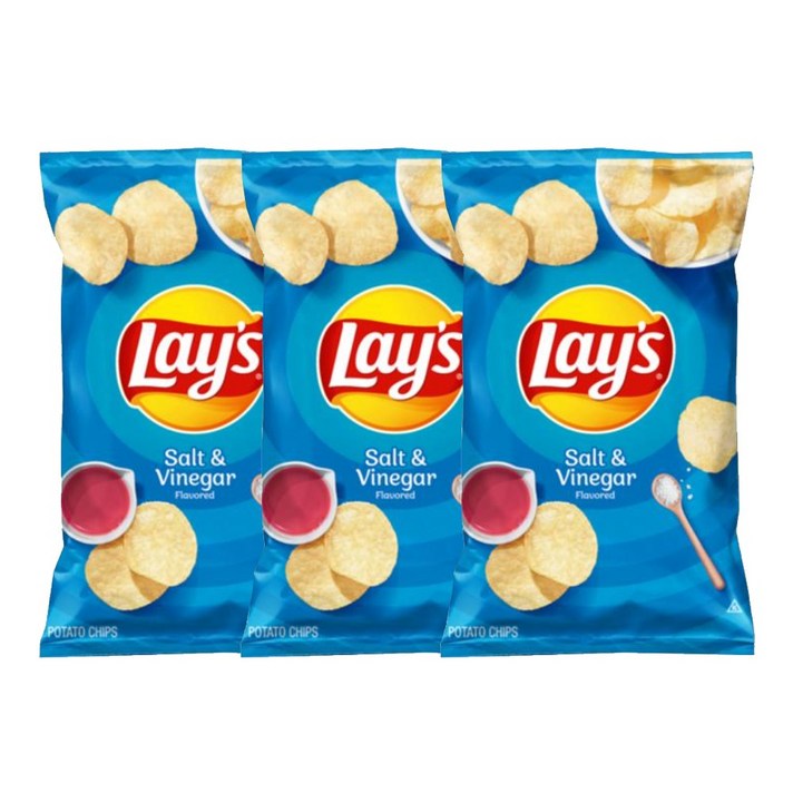 Lay's Potato Chips Salt & Vinegar Flavor 레이 감자칩 솔트앤비니거 7.75oz(220g) 3팩, 1세트