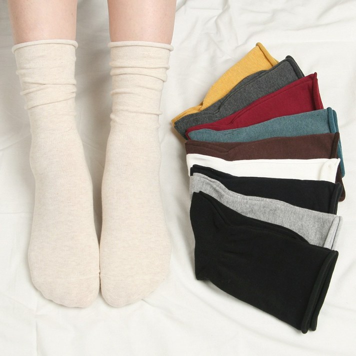발장난양말 여성 멜란지 롱무지 돌돌이양말