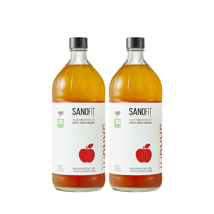 사노핏 사과초모식초 유기농 애플사이다비니거 1L X 2병 자연발효식초