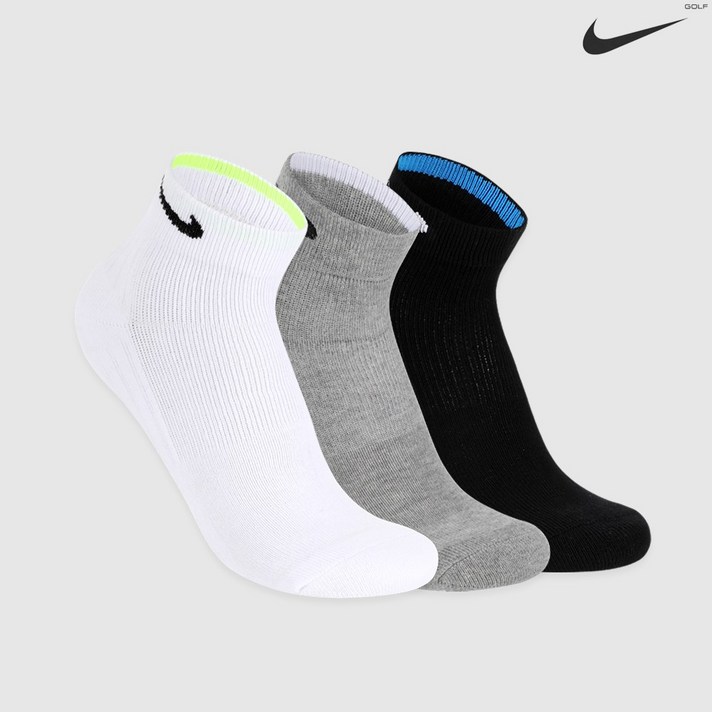 나이키 스우시 이너컬러 쿠션 숏삭스 L 3팩 NCICSX21L-3, 혼합(화이트2팩+블랙1팩)