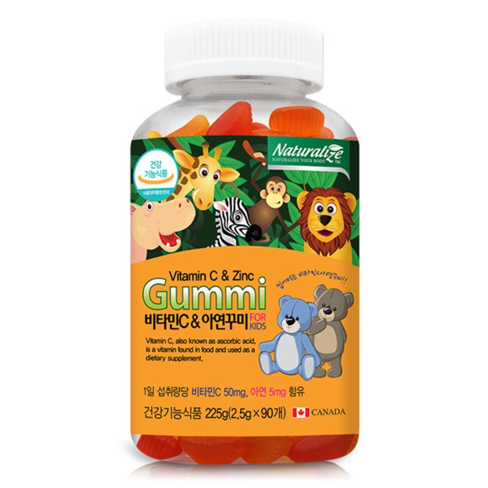 네추럴라이즈 어린이용 비타민C 앤 아연 꾸미 90개입, 1개
