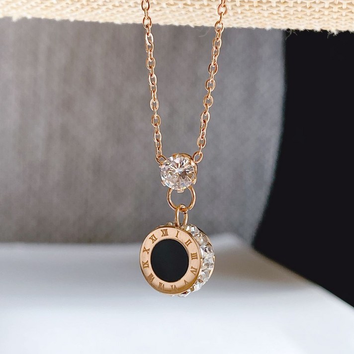 일루아샵 [써지컬스틸] 블링 스톤 로마 오닉스 목걸이