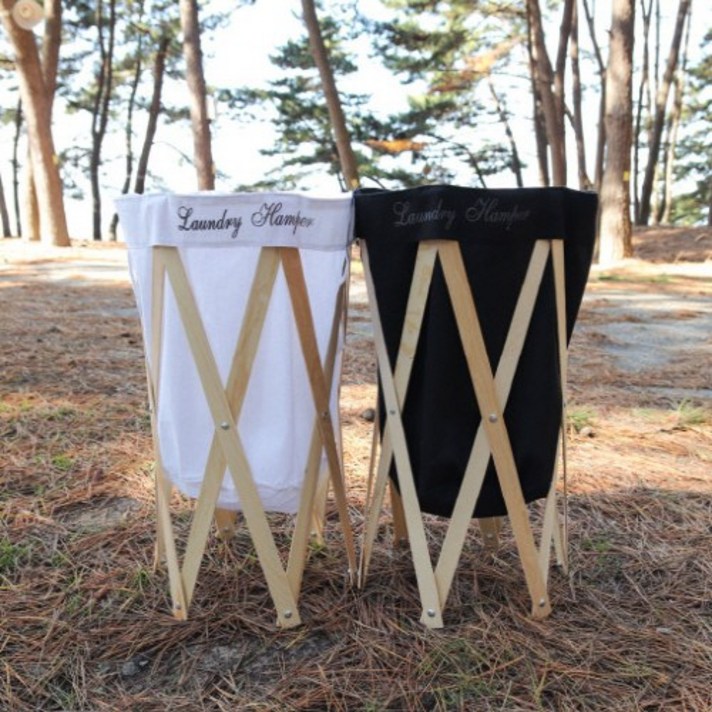 낫브랜드 우드햄퍼 빨래바구니, 1개, 라이트우드 화이트 아이보리