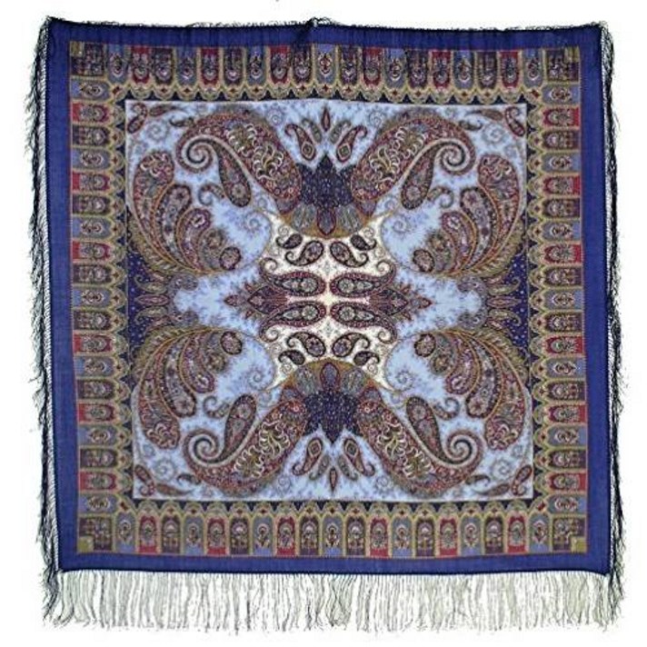 Favorite 100% Wool Russian Shawl with Silk Fringe 49.2x49.2 (1/479444
